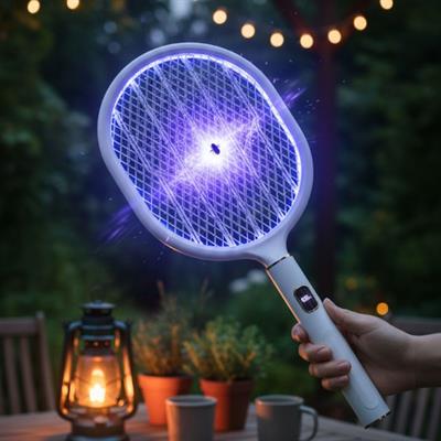 USB Şarjlı Beyaz Renk Kendiliğinden Standlı Şarj Göstergeli UV Işıklı Sinek Öldürme Raketi LTD-718 (3936)