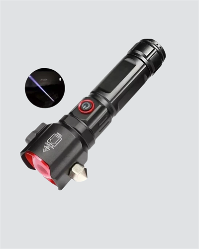 USB Şarjlı Çok Amaçlı El Feneri Çekiçli Pusulalı