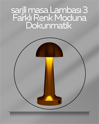 USB Şarjlı Dokunmatik LED Masa Lambası – 3 Renk Modu & Dimmer