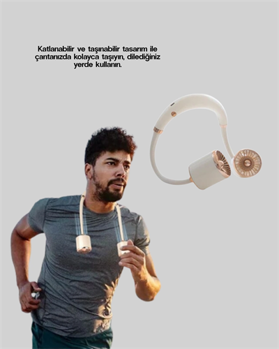 USB Şarjlı Katlanabilir Mini Boyun Fanı 1–3 Saat Kullanım