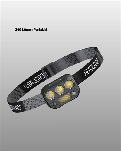 USB Şarjlı LED Kafa Lambası 300 Lümen Güç Göstergeli