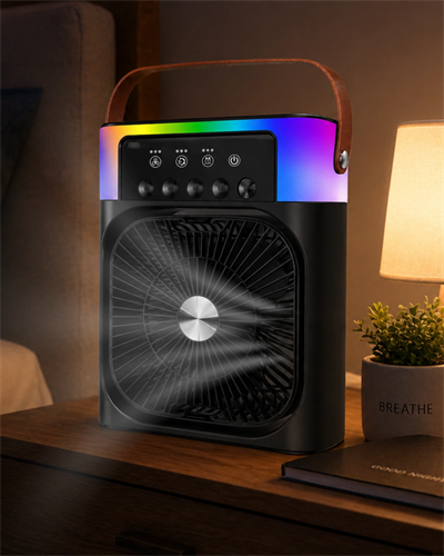 USB Şarjlı Masaüstü Sprey Fan Taşınabilir Serinletici RGB Işıklı Mini Klima