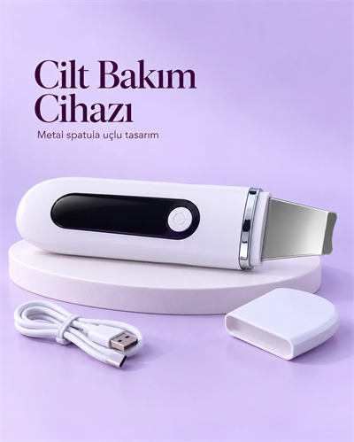 USB Şarjlı Metal Spatula Uçlu Beyaz Yüz ve Cilt Bakım Cihazı