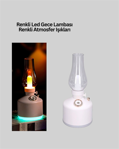 USB Şarjlı Retro Gaz Lambası Hava Nemlendirici Led Atmosfer Işıklı