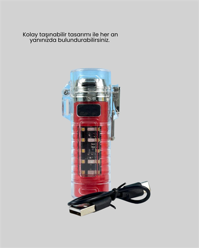USB Şarjlı Rüzgar Geçirmez Elektrikli Çakmak El Fenerli