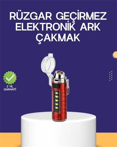 USB Şarjlı Rüzgar Geçirmez Elektrikli Çakmak El Fenerli