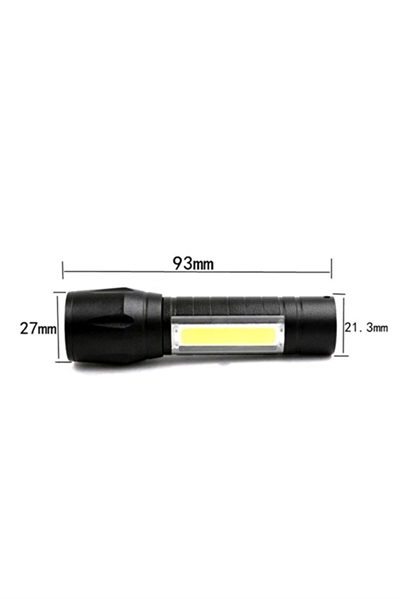 USB Şarjlı Zoomlu Mini El Feneri Yan COB LED Q5 Güçlü Işık SOS Mod Kutulu Kamp ve Balıkçı Feneri
