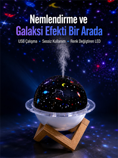 USB bağlantılı projektör ışıklı taşınabilir mini hava nemlendirici ve aroma difüzörü