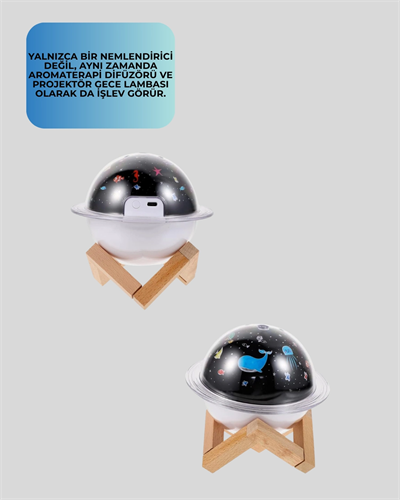 USB ile çalışan projektörlü aromaterapi nemlendirici masaüstü kullanım için uygun