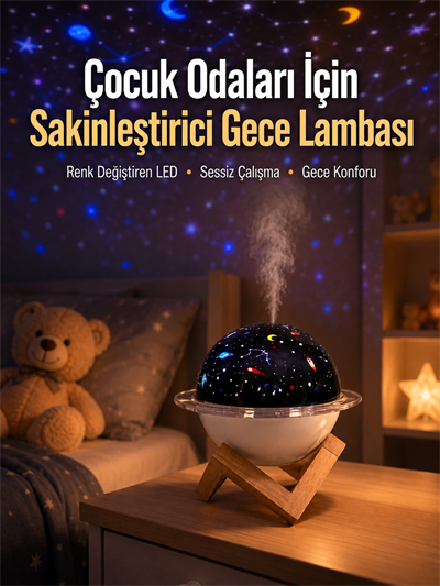 USB ile çalışan projektörlü aromaterapi nemlendirici masaüstü kullanım için uygun
