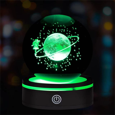 USBli Satürnlü Kız Tasarımlı Dönen Cam Küre