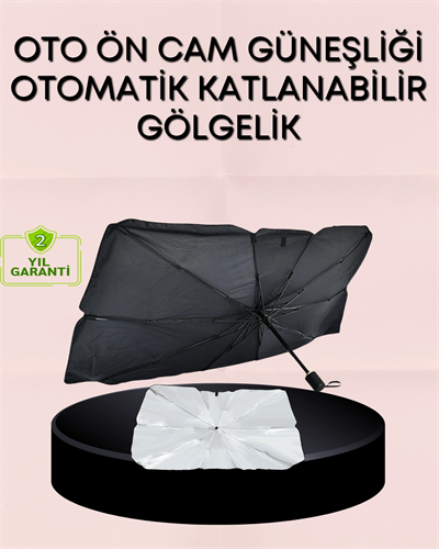 UV Korumalı Şemsiye Tipi Oto Güneşliği - Geniş Araç Uyumu