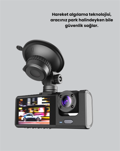 Üç Kameralı Araç Kamerası Full HD Gece Görüş  G-Sensör
