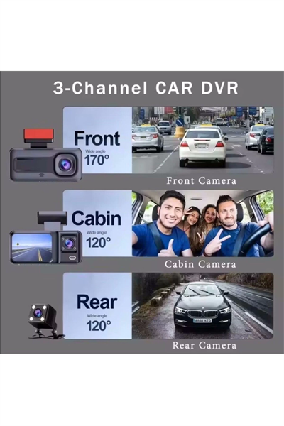 Üç Kameralı Ön Iç Arka Araç Içi Kamera Wifi Viidure App Mpıa CC38 64GB