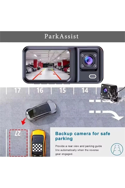 Üç Kameralı Ön Iç Arka Araç Içi Kamera Wifi Viidure App Mpıa CC38 64GB