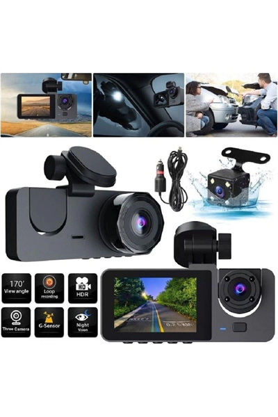 Üç Kameralı Ön Iç Arka Araç Içi Kamera Wifi Viidure App Mpıa CC38 64GB