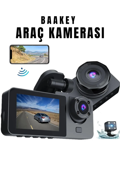 Üç Kameralı Wi‑Fi Araç İçi Kamera – GPS Takip & G-Sensor Özellikli Güvenlik Çözümü