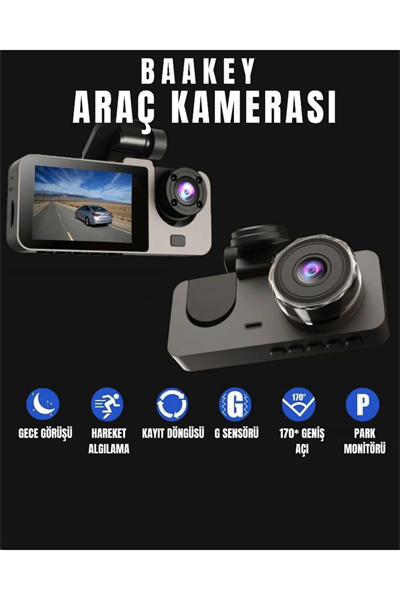 Üç Kameralı Wi‑Fi Araç İçi Kamera – GPS Takip & G-Sensor Özellikli Güvenlik Çözümü
