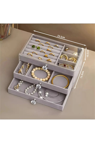 Üç Katlı Çekmeceli Takı Kozmetik Organizer