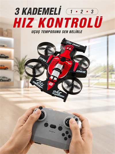 Uçan Araba Drone 4 Korumalı Pervaneli 360° Akrobatik Hareket Uzaktan Kumandalı