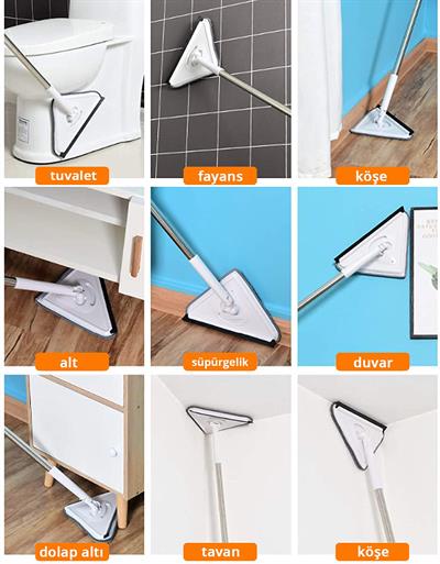 Üçgen Mop Cam Duvar Tavan Fayans Parke Temizleyici Mop (3936)