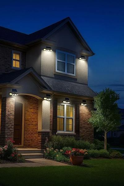 Üçlü Solar Led Projektör – Beyaz Işık – Sensörlü Dış Mekân Aydınlatma (3936)