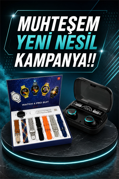 Ucuz Kaliteli Yeni Nesil 7 Kordonlu Akıllı Saat ve Kablosuz Bluetooth Kulaklık ANC Özelliği