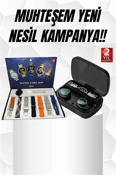 Ucuz Kaliteli Yeni Nesil 7 Kordonlu Akıllı Saat ve Kablosuz Bluetooth Kulaklık ANC Özelliği