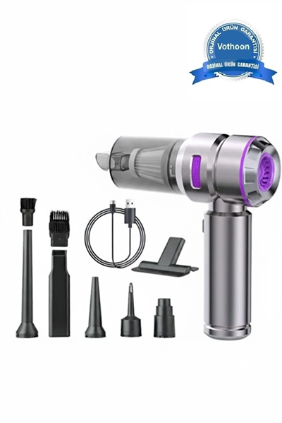 Üflemeli Şarjlı Araç Mini El Süpürgesi 20.000 Pa Emiş Güçlü 4in1 Araba Süpürgesi Hl-121