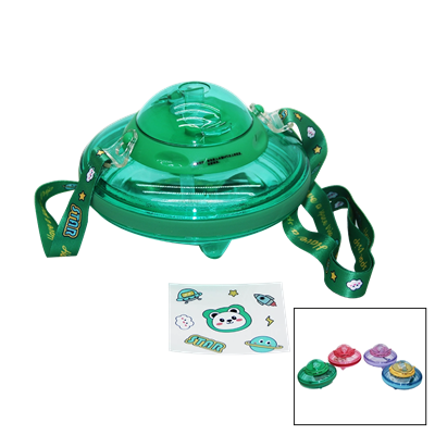 Ufo Modeli Renkli Mika Kristal Suluk Matara Pipetli - Taşıma Askılı 550ml ( Herhangi Bir Renk  Gönderilir )  Bx40