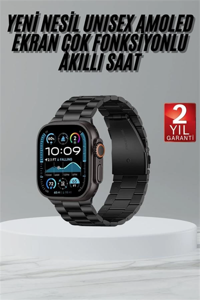 Ultra 3 Kordonlu Amoled Ekran Akıllı Saat Çok Fonksiyonlu Uyku ve Sağlık Takibi