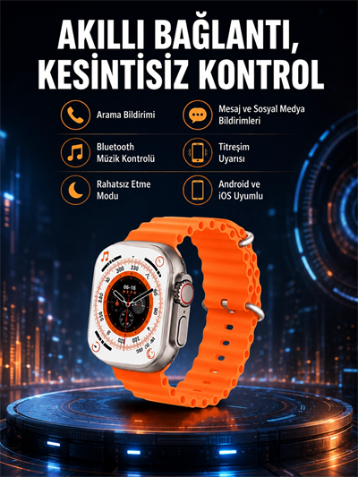 Ultra Akıllı Saat 49 Mm Çift Kordonlu Arama Cevaplama Bluetooth Bağlantılı