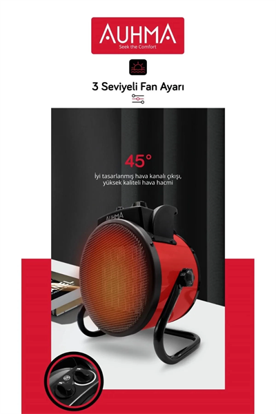 Ultra Güçlü 3000 Watt Taşınabilir Elektrikli Portatif Isıtıcı Soba Sıcak Hava Üfleyen Fan Radyatör