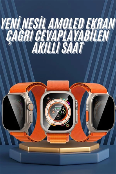 Ultra Max Kordon Kilitli Akıllı Saat Amoled Ekran Titreşimli Çağrı Cevaplayabilen