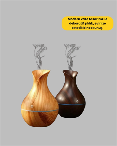 Ultrasonik Ahşap Desenli 130ml Aromaterapi Difüzör ve Hava Nemlendirici