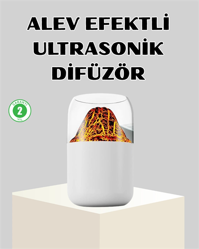 Ultrasonik Alev Efektli Aromaterapi Difüzörü USB Şarjlı ve Otomatik Kapanma Özellikli