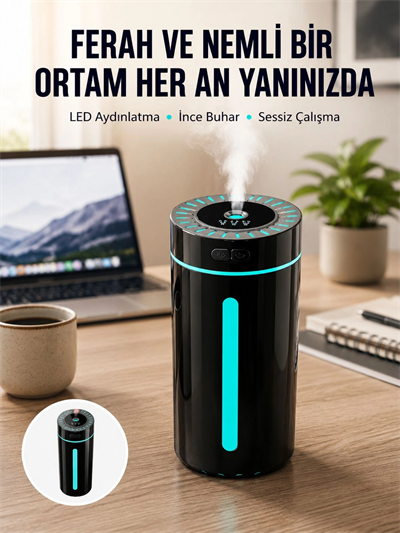 Ultrasonik Nemlendirici LED Işıklı Aromaterapi Difüzör Sessiz Çalışma Yeni Nesil