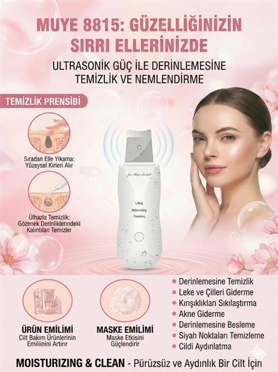 Ultrasonik Spatula Yüz Akne Giderici Siyah Nokta Temizleme Cihazı