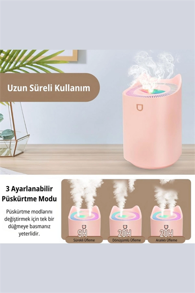 Ultrasonik Teknolojili 3000ml Kapasiteli Hava Nemlendirici, Sıcak ve Soğuk Buhar Seçenekli