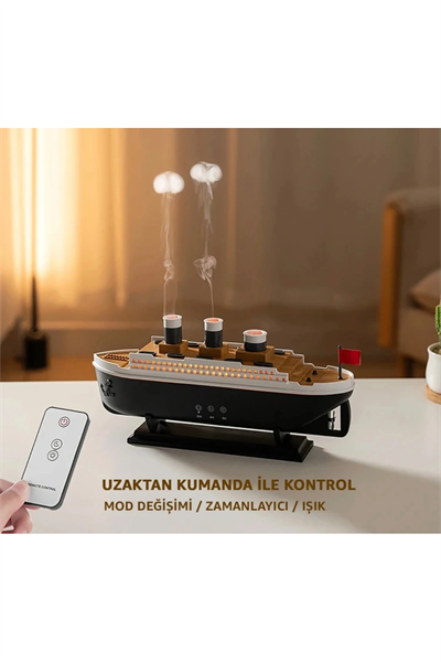 Ultrasonik hava nemlendirici ahşap desenli siyah 250 ml kumandalı aroma difüzörü 2 yıl garantili