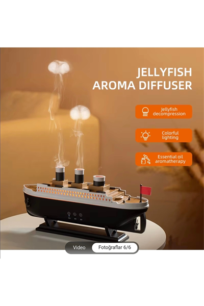 Ultrasonik hava nemlendirici ahşap desenli siyah 250 ml kumandalı aroma difüzörü 2 yıl garantili