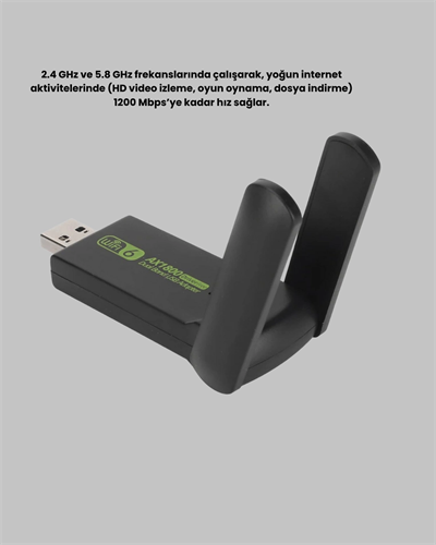 Ultratekno Dual Band WiFi Adaptör – 1200 Mbps, USB 3.0, Çift Antenli, Geniş Kapsama Alanı ve Yüksek Hız