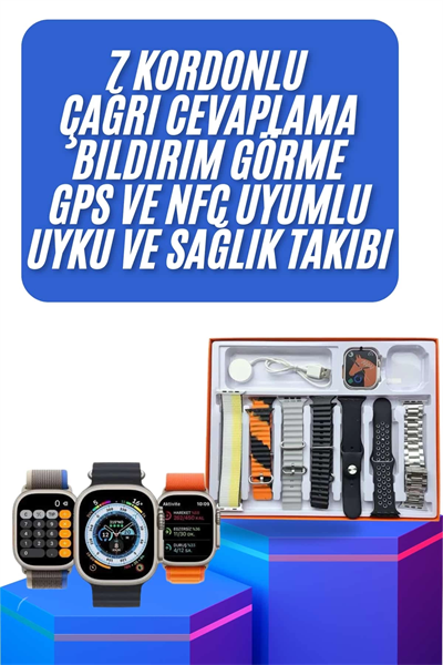 Unısex 7 Kordonlu Çok Fonksiyonlu Nabız Ölçer Uyku ve Sağlık Takibi