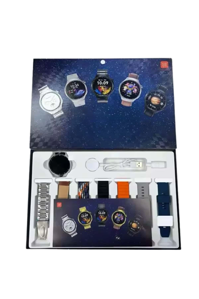 Unısex Yuvarlak Ekranlı 7 Kordonlu Akıllı Saat GPS Destekli Çoklu Kordon Seçeneği