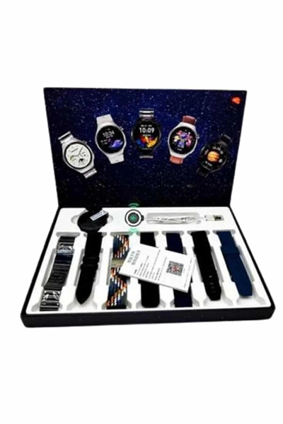 Unısex Yuvarlak Ekranlı 7 Kordonlu Akıllı Saat GPS Destekli Çoklu Kordon Seçeneği