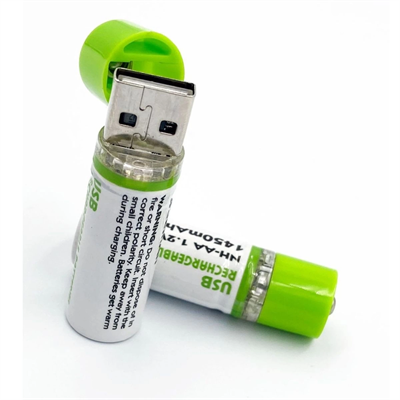Usb ile Şarj Olabilen 2 li 1450 mah Lityum Şarjlı Kalem Pil
