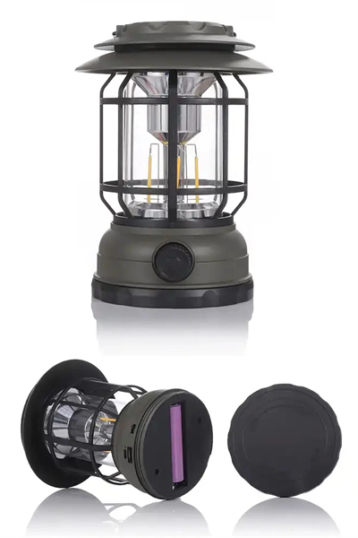 USB Şarjlı LED Kamp Lambası - Bluetooth Müzik Çalar, El Feneri ve Cep Telefonu Şarj Cihazı