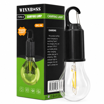 Usb Şarjlı Seyyar Ampul Model=rustik Kamp Lambası Mandallı Kanca Askılık 3-kademe Işık Ekl-06 G-912 Bx40