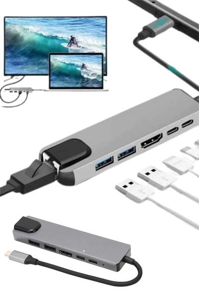 Usb Type-c Hub Dönüştürücü Çevirici Çoklayıcı Macbook Çevirici 8 Portlu