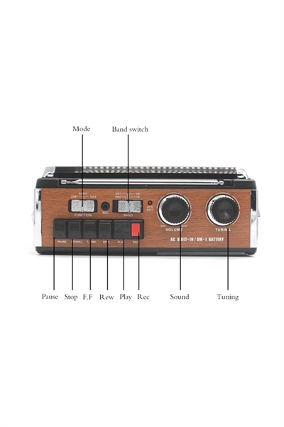 Usb fm radyo kaset çalar gri renk 2 yıl garantili nostaljik müzik kutusu - Elektronik
